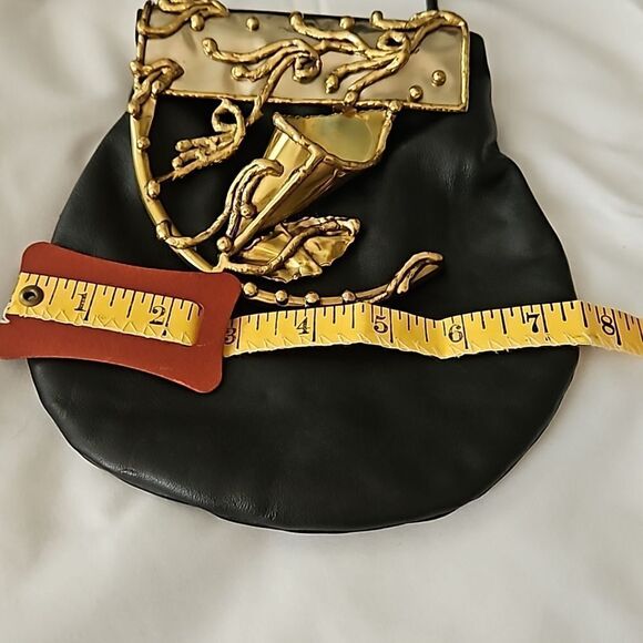Copa Collection's vintage one of a kind crossbody black and brass handbag. - Picture 11 of 12